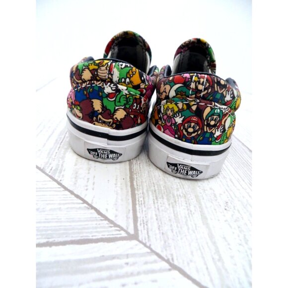 NEW! VANS x Nintendo Super Mario Bros Game Over Slip On Sneakers SZ 4 Toddler - Picture 4 of 7